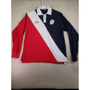Aone Shirt Mens 2XL Multicolor Striped‎ Rugby Sport Polo Button Up Collared